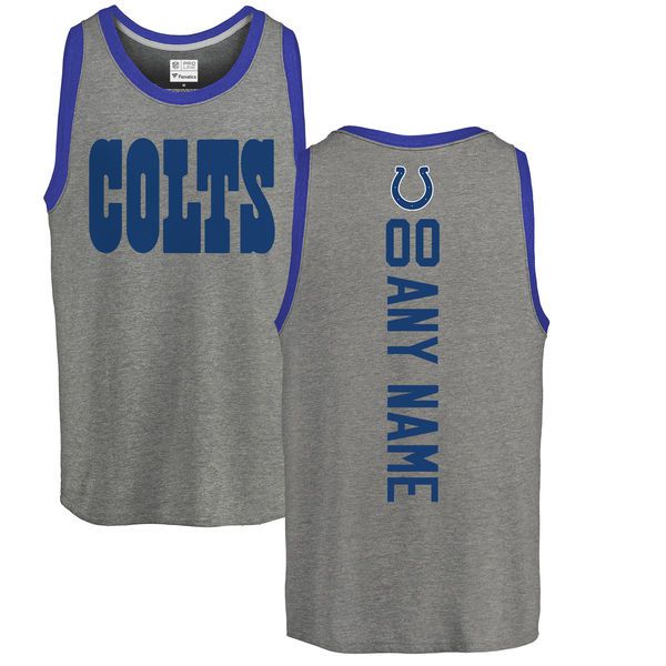 Men Indianapolis Colts NFL Pro Line by Fanatics Branded Ash Custom Backer Tri-Blend Tank Top T-Shirt